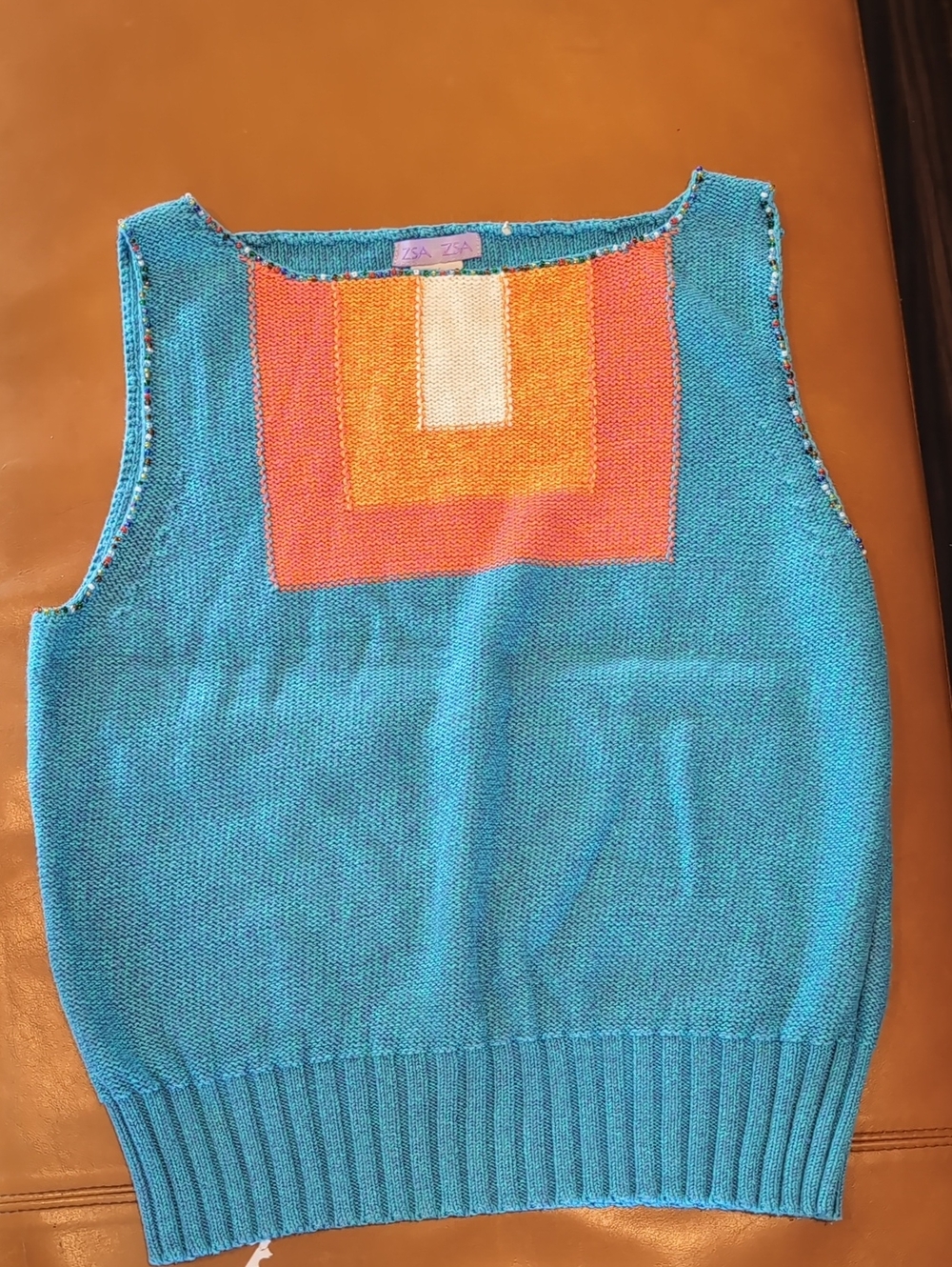 Vintage 80's Color Block Knit Tank Top M